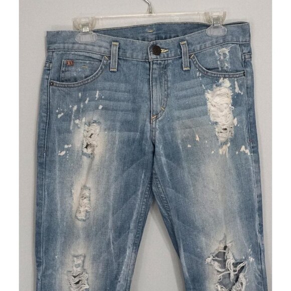 Armani Exchange Womens Light Wash Distressed Bootcut Jeans Size 8 - Picture 2 of 5